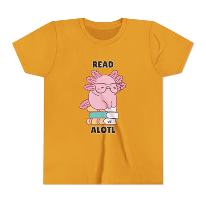 Youth Short Sleeve Tee Read Alotls Design - Fun Kids' Tee, Perfect for Book Lovers, Reading Theme, School Wear