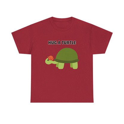 Adult Sizes: Hug a Turtle Unisex Tee | Cute Animal Shirt, Eco-Friendly Fashion, Turtle Lover Gift, Sustainable Apparel, Fun Graphic Tee