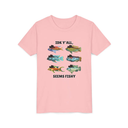 Youth Short Sleeve Tee - 'IDK Y'all, Seems Fishy' Funny Fishing Tee, Gift for Kids, Summer Outfit, Fishing
