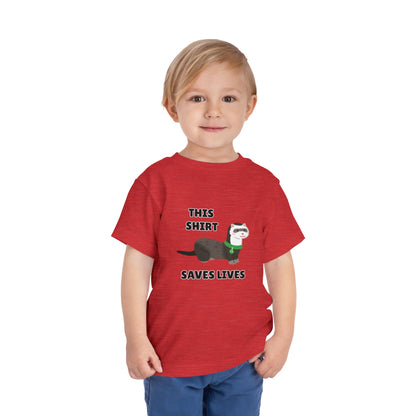 Toddler Sizes: This shirt Saves Lives Tee with Fun Ferret Design - Cute Short Sleeve Shirt, Animal Rescue, Animal Adoption, Kids Apparel, Gift for Animal Lovers, Playtime Wear