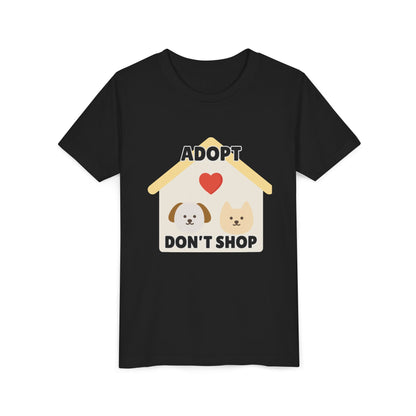 Adopt Don't Shop Youth Tee, Kid's Animal Love Shirt, Animal Rescue T-Shirt, Pet Adoption Awareness Tee, Gift for Dog and Cat Lovers