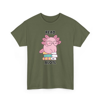 Adult Sizes: Read Alotl Cute Axolotl Reading Tee, Perfect for Book Lovers, Gifts for Readers, Fun Graphic Shirt, Animal Lover Apparel, Axolotl Merchandise