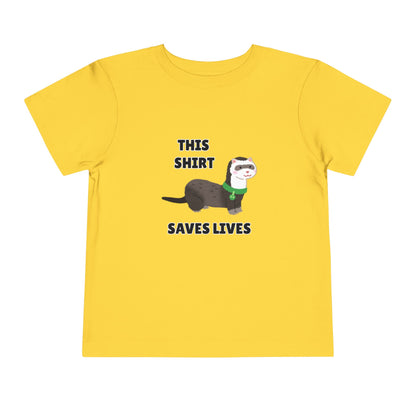 Toddler Sizes: This shirt Saves Lives Tee with Fun Ferret Design - Cute Short Sleeve Shirt, Animal Rescue, Animal Adoption, Kids Apparel, Gift for Animal Lovers, Playtime Wear