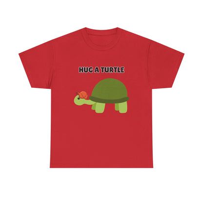 Adult Sizes: Hug a Turtle Unisex Tee | Cute Animal Shirt, Eco-Friendly Fashion, Turtle Lover Gift, Sustainable Apparel, Fun Graphic Tee