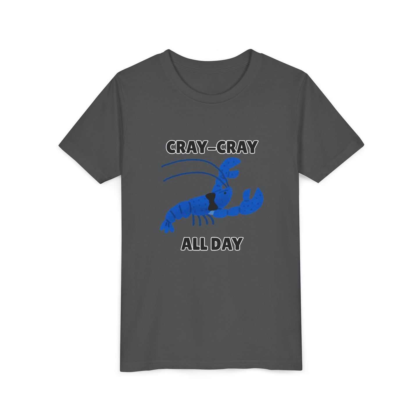 Crayfish Cray-Cray All Day Electric Mini Lobster Youth Tee, Fun Kids Shirt, Summer Outfit