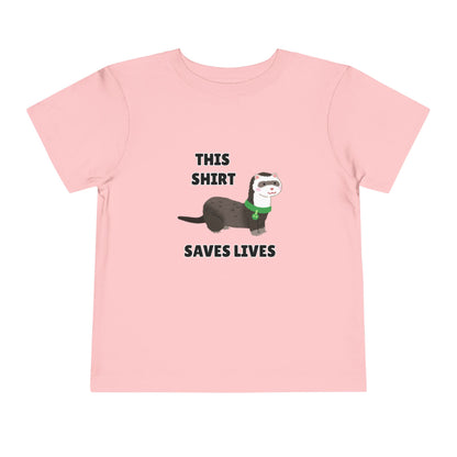 Toddler Sizes: This shirt Saves Lives Tee with Fun Ferret Design - Cute Short Sleeve Shirt, Animal Rescue, Animal Adoption, Kids Apparel, Gift for Animal Lovers, Playtime Wear