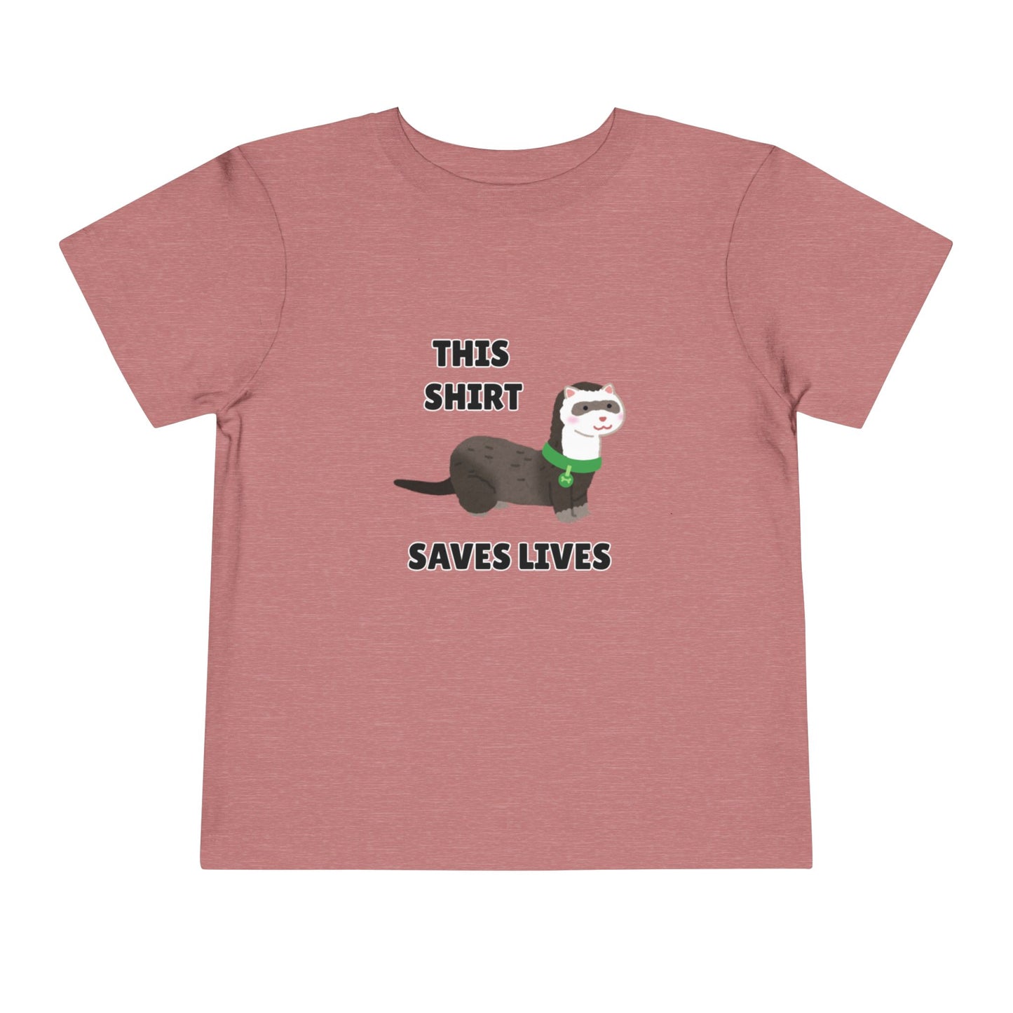Toddler Sizes: This shirt Saves Lives Tee with Fun Ferret Design - Cute Short Sleeve Shirt, Animal Rescue, Animal Adoption, Kids Apparel, Gift for Animal Lovers, Playtime Wear