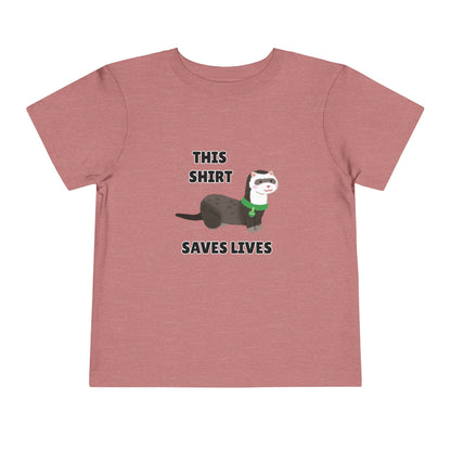 Toddler Sizes: This shirt Saves Lives Tee with Fun Ferret Design - Cute Short Sleeve Shirt, Animal Rescue, Animal Adoption, Kids Apparel, Gift for Animal Lovers, Playtime Wear