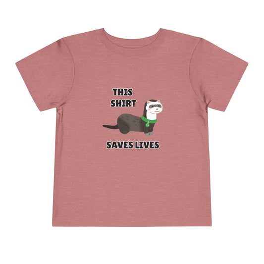 Toddler Sizes: This shirt Saves Lives Tee with Fun Ferret Design - Cute Short Sleeve Shirt, Animal Rescue, Animal Adoption, Kids Apparel, Gift for Animal Lovers, Playtime Wear