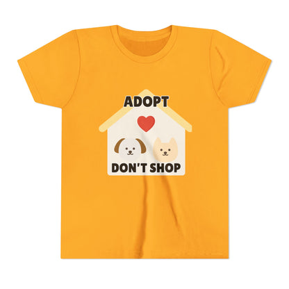 Adopt Don't Shop Youth Tee, Kid's Animal Love Shirt, Animal Rescue T-Shirt, Pet Adoption Awareness Tee, Gift for Dog and Cat Lovers