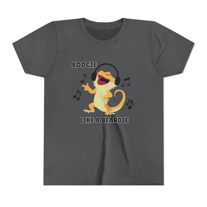 Boogie like a Beardie Bearded Dragon Youth Short Sleeve Tee with Fun Music Design, Kids Music Shirt, Casual Summer Top
