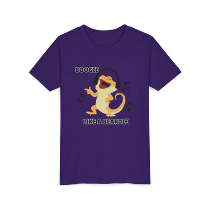 Boogie like a Beardie Bearded Dragon Youth Short Sleeve Tee with Fun Music Design, Kids Music Shirt, Casual Summer Top
