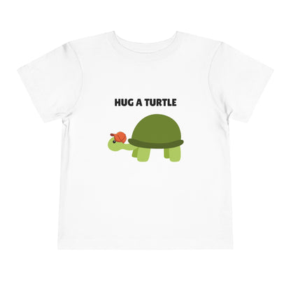 Toddler Sizes: Hug a Turtle Short Sleeve Tee - Hug a Turtle, Cute Kids Shirt, Funny Animal Tee, Eco-Friendly Gift, Summer Outfit