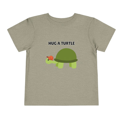 Toddler Sizes: Hug a Turtle Short Sleeve Tee - Hug a Turtle, Cute Kids Shirt, Funny Animal Tee, Eco-Friendly Gift, Summer Outfit