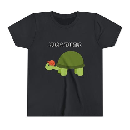 Hug a Turtle Youth Tee - Fun Nature Shirt, Children's Gift, Green Turtle Art, Ocean Conservation, Cute Animal Shirt