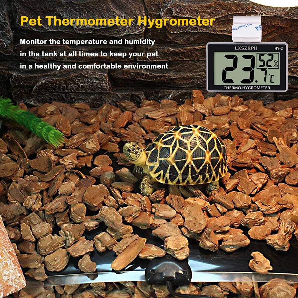 Reptile Thermometer Hygrometer HD LCD Reptile Tank Digital Thermometer with Hook Temperature Humidity Meter Gauge for Reptile Tanks, Terrariums, Vivarium (1Pack)