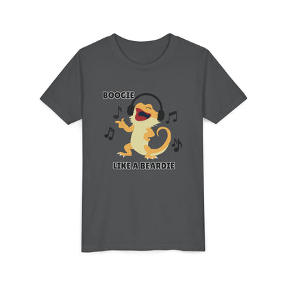 Boogie like a Beardie Bearded Dragon Youth Short Sleeve Tee with Fun Music Design, Kids Music Shirt, Casual Summer Top