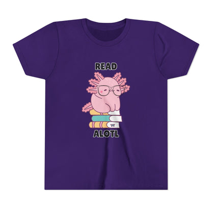 Youth Short Sleeve Tee Read Alotls Design - Fun Kids' Tee, Perfect for Book Lovers, Reading Theme, School Wear