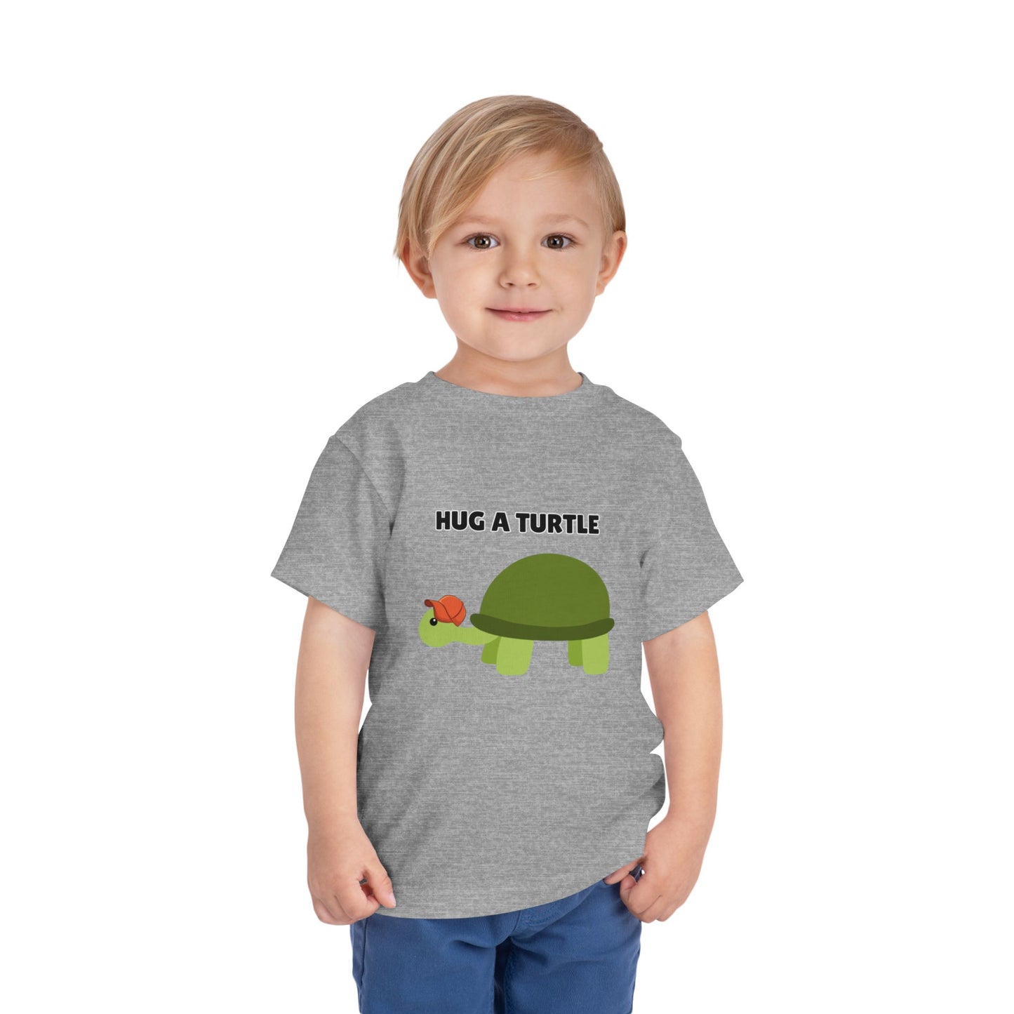 Toddler Sizes: Hug a Turtle Short Sleeve Tee - Hug a Turtle, Cute Kids Shirt, Funny Animal Tee, Eco-Friendly Gift, Summer Outfit