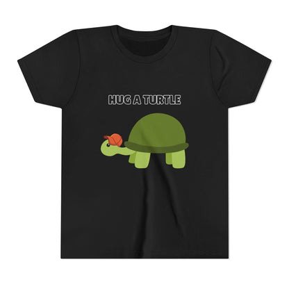 Hug a Turtle Youth Tee - Fun Nature Shirt, Children's Gift, Green Turtle Art, Ocean Conservation, Cute Animal Shirt