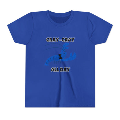 Crayfish Cray-Cray All Day Electric Mini Lobster Youth Tee, Fun Kids Shirt, Summer Outfit