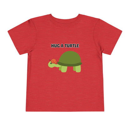 Toddler Sizes: Hug a Turtle Short Sleeve Tee - Hug a Turtle, Cute Kids Shirt, Funny Animal Tee, Eco-Friendly Gift, Summer Outfit