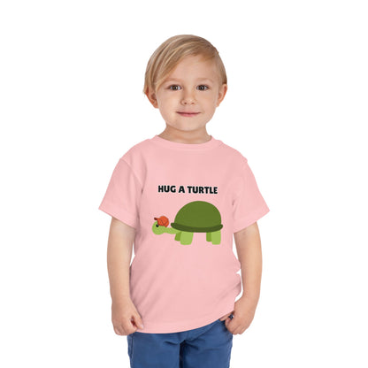 Toddler Sizes: Hug a Turtle Short Sleeve Tee - Hug a Turtle, Cute Kids Shirt, Funny Animal Tee, Eco-Friendly Gift, Summer Outfit