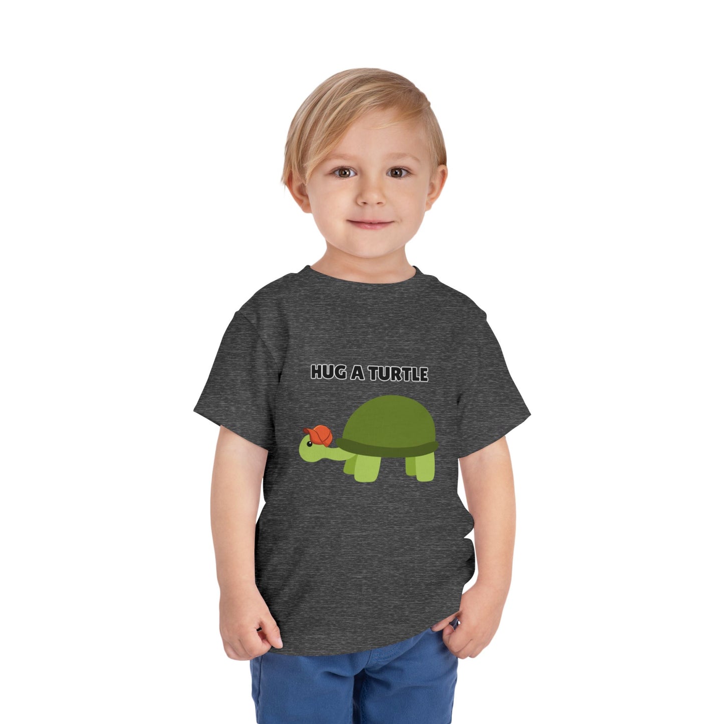 Toddler Sizes: Hug a Turtle Short Sleeve Tee - Hug a Turtle, Cute Kids Shirt, Funny Animal Tee, Eco-Friendly Gift, Summer Outfit