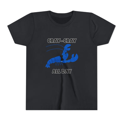 Crayfish Cray-Cray All Day Electric Mini Lobster Youth Tee, Fun Kids Shirt, Summer Outfit