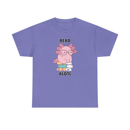 Adult Sizes: Read Alotl Cute Axolotl Reading Tee, Perfect for Book Lovers, Gifts for Readers, Fun Graphic Shirt, Animal Lover Apparel, Axolotl Merchandise