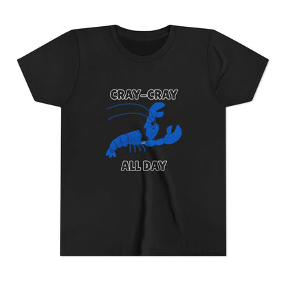 Crayfish Cray-Cray All Day Electric Mini Lobster Youth Tee, Fun Kids Shirt, Summer Outfit