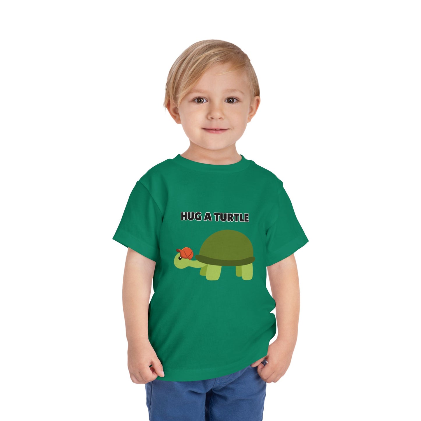 Toddler Sizes: Hug a Turtle Short Sleeve Tee - Hug a Turtle, Cute Kids Shirt, Funny Animal Tee, Eco-Friendly Gift, Summer Outfit