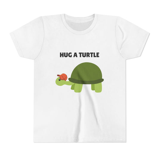 Hug a Turtle Youth Tee - Fun Nature Shirt, Children's Gift, Green Turtle Art, Ocean Conservation, Cute Animal Shirt
