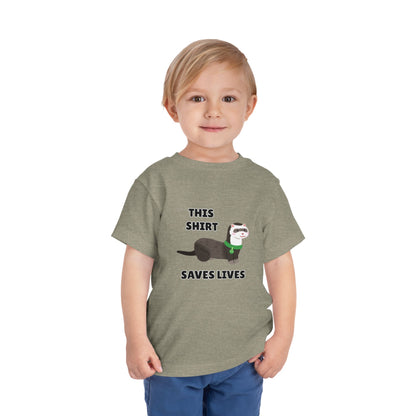 Toddler Sizes: This shirt Saves Lives Tee with Fun Ferret Design - Cute Short Sleeve Shirt, Animal Rescue, Animal Adoption, Kids Apparel, Gift for Animal Lovers, Playtime Wear