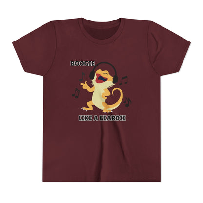 Boogie like a Beardie Bearded Dragon Youth Short Sleeve Tee with Fun Music Design, Kids Music Shirt, Casual Summer Top