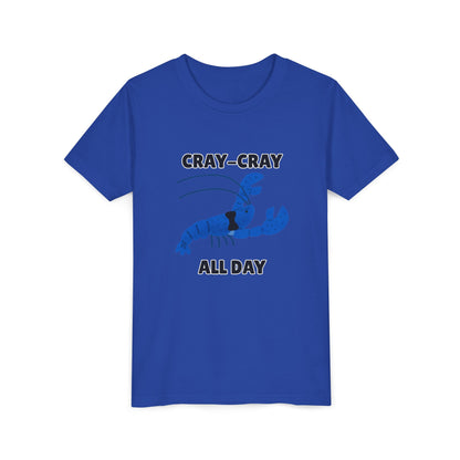 Crayfish Cray-Cray All Day Electric Mini Lobster Youth Tee, Fun Kids Shirt, Summer Outfit