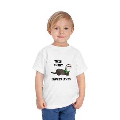 Toddler Sizes: This shirt Saves Lives Tee with Fun Ferret Design - Cute Short Sleeve Shirt, Animal Rescue, Animal Adoption, Kids Apparel, Gift for Animal Lovers, Playtime Wear