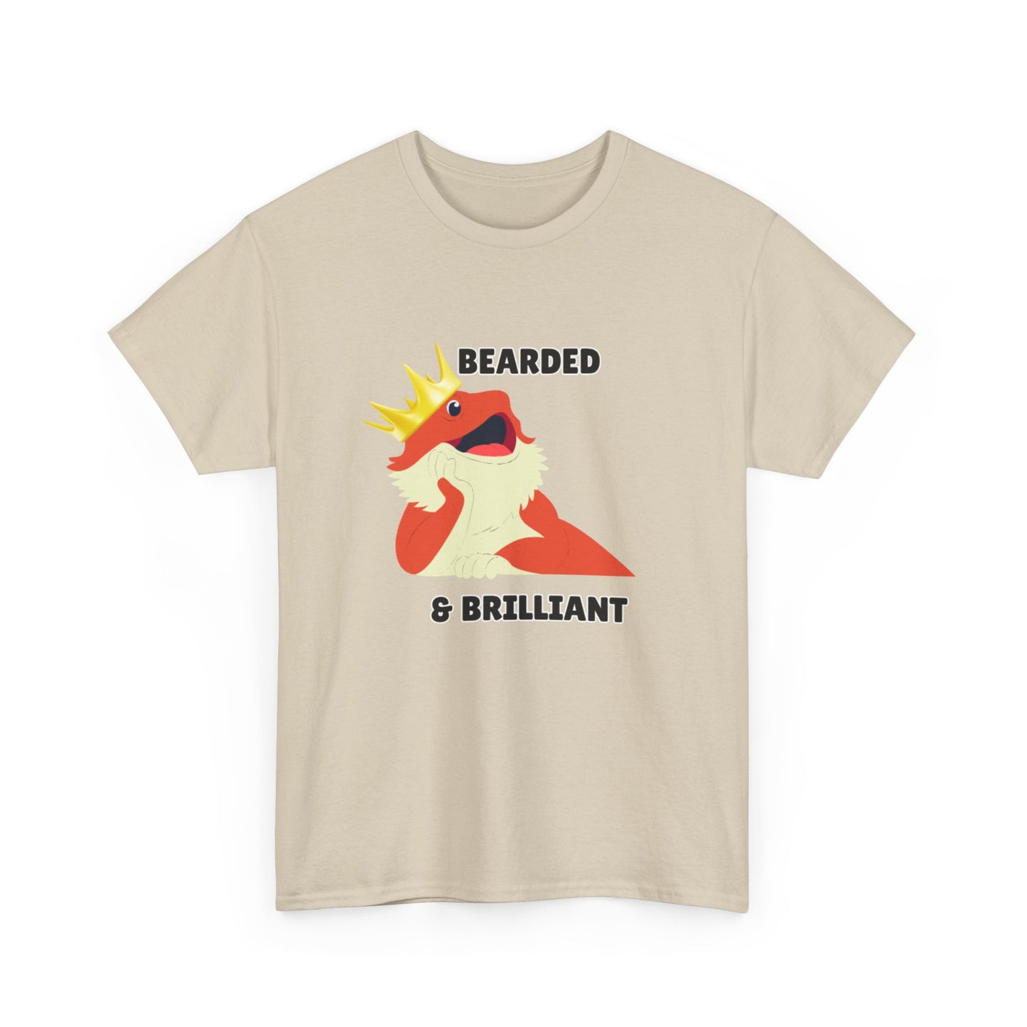 Adult Sizes: Bearded & Brilliant Bearded Dragon Crown Tee, Fun Graphic T-Shirt, Unique Gift for Geeks, Casual Wear, Birthday Present, Quirky Humor Shirt