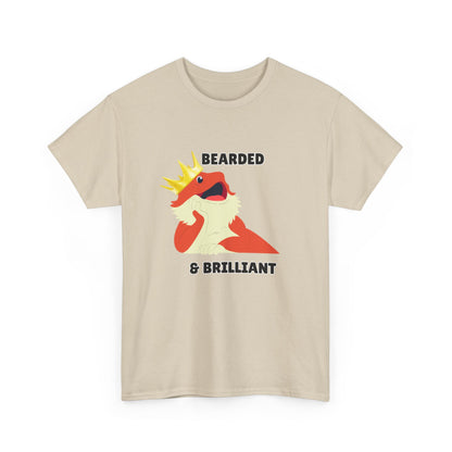 Adult Sizes: Bearded & Brilliant Bearded Dragon Crown Tee, Fun Graphic T-Shirt, Unique Gift for Geeks, Casual Wear, Birthday Present, Quirky Humor Shirt