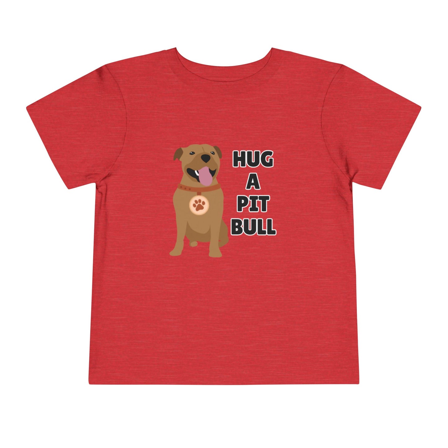 Toddler Sizes: Hug a Pitbull, Animal Rescue, Animal Adoption, Pit Bull Love Tee - Cute Short Sleeve Shirt for Kids, Animal Lovers Gift, Dog Lover Apparel, Playful Toddler Outfit, Funny Pet Tee
