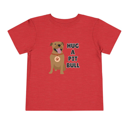 Toddler Sizes: Hug a Pitbull, Animal Rescue, Animal Adoption, Pit Bull Love Tee - Cute Short Sleeve Shirt for Kids, Animal Lovers Gift, Dog Lover Apparel, Playful Toddler Outfit, Funny Pet Tee