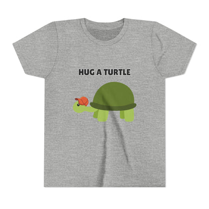 Hug a Turtle Youth Tee - Fun Nature Shirt, Children's Gift, Green Turtle Art, Ocean Conservation, Cute Animal Shirt