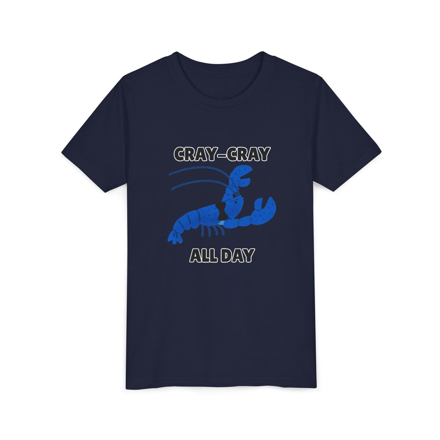 Crayfish Cray-Cray All Day Electric Mini Lobster Youth Tee, Fun Kids Shirt, Summer Outfit