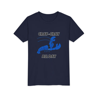 Crayfish Cray-Cray All Day Electric Mini Lobster Youth Tee, Fun Kids Shirt, Summer Outfit