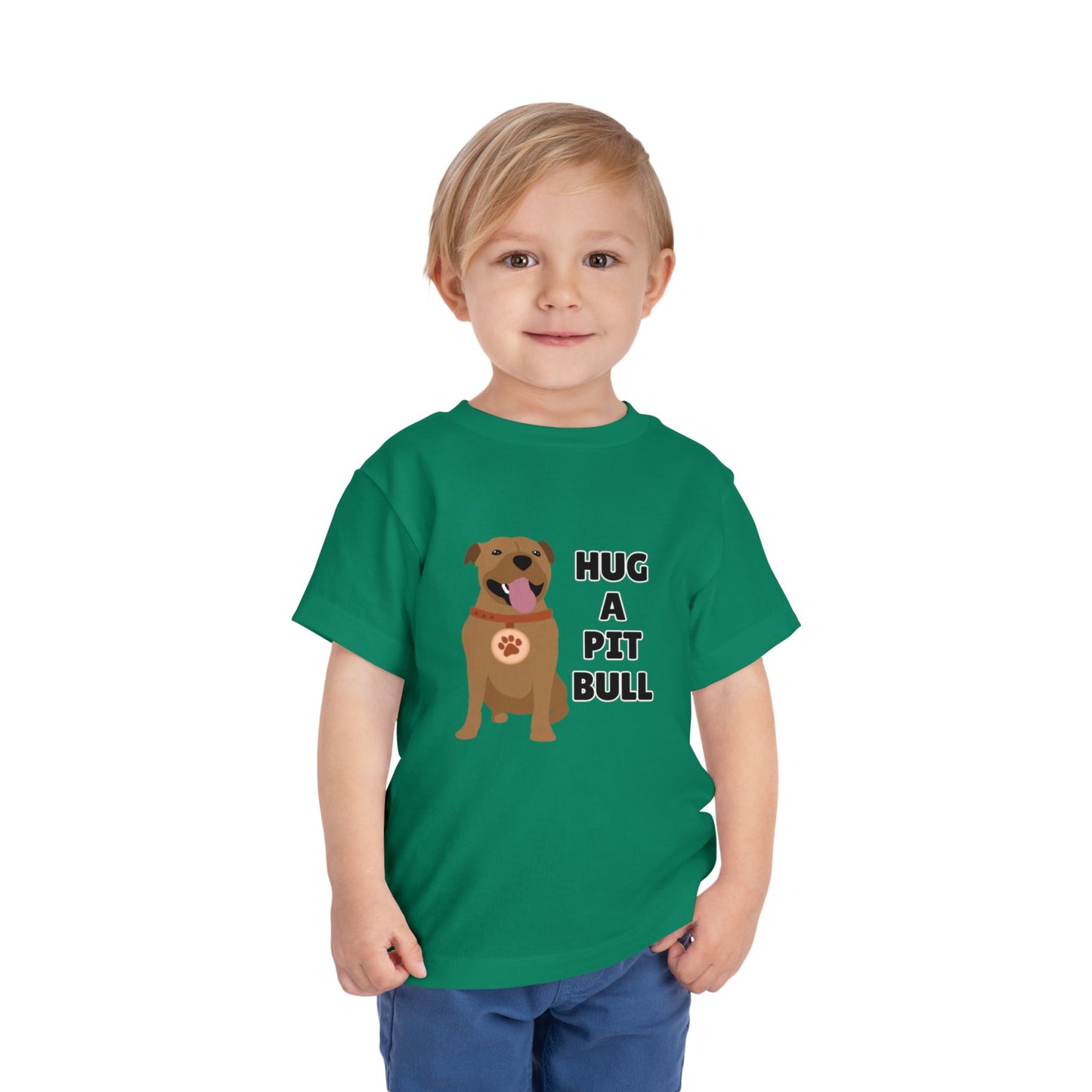 Toddler Sizes: Hug a Pitbull, Animal Rescue, Animal Adoption, Pit Bull Love Tee - Cute Short Sleeve Shirt for Kids, Animal Lovers Gift, Dog Lover Apparel, Playful Toddler Outfit, Funny Pet Tee