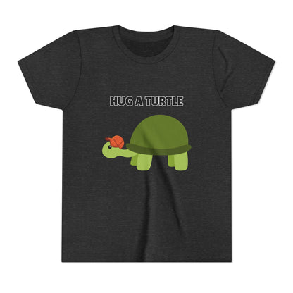 Hug a Turtle Youth Tee - Fun Nature Shirt, Children's Gift, Green Turtle Art, Ocean Conservation, Cute Animal Shirt