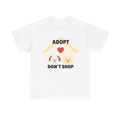 Adult Sizes: Adopt Don't Shop Tee, Animal Lover T-Shirt, Animal Rescue Pet Adoption Awareness Shirt, Unisex Cotton T-Shirt, Gift for Dog Lovers