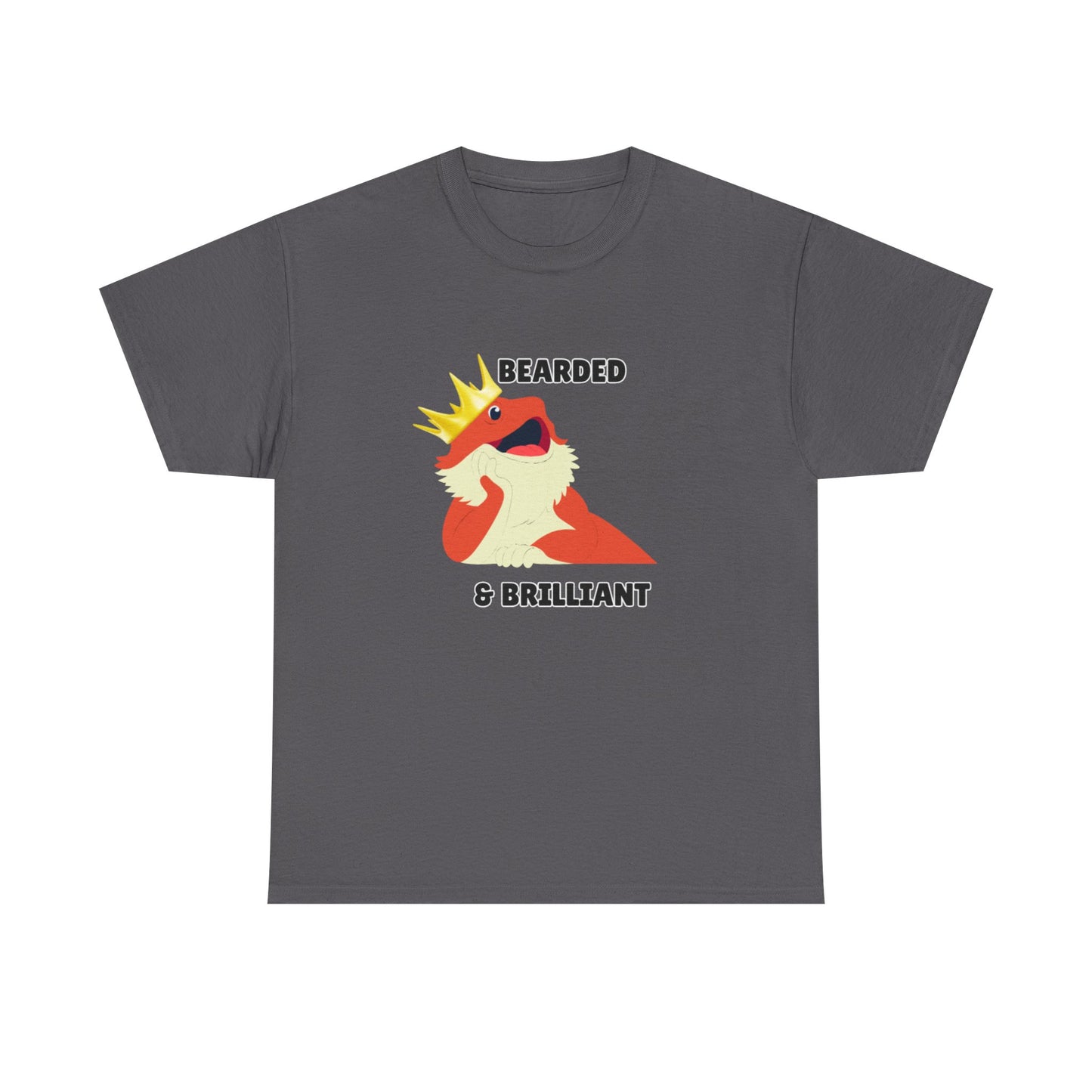 Adult Sizes: Bearded & Brilliant Bearded Dragon Crown Tee, Fun Graphic T-Shirt, Unique Gift for Geeks, Casual Wear, Birthday Present, Quirky Humor Shirt