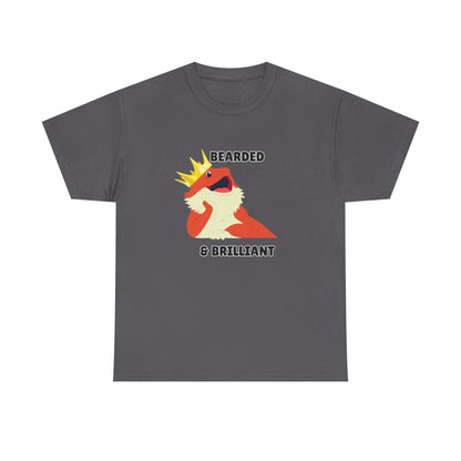 Adult Sizes: Bearded & Brilliant Bearded Dragon Crown Tee, Fun Graphic T-Shirt, Unique Gift for Geeks, Casual Wear, Birthday Present, Quirky Humor Shirt
