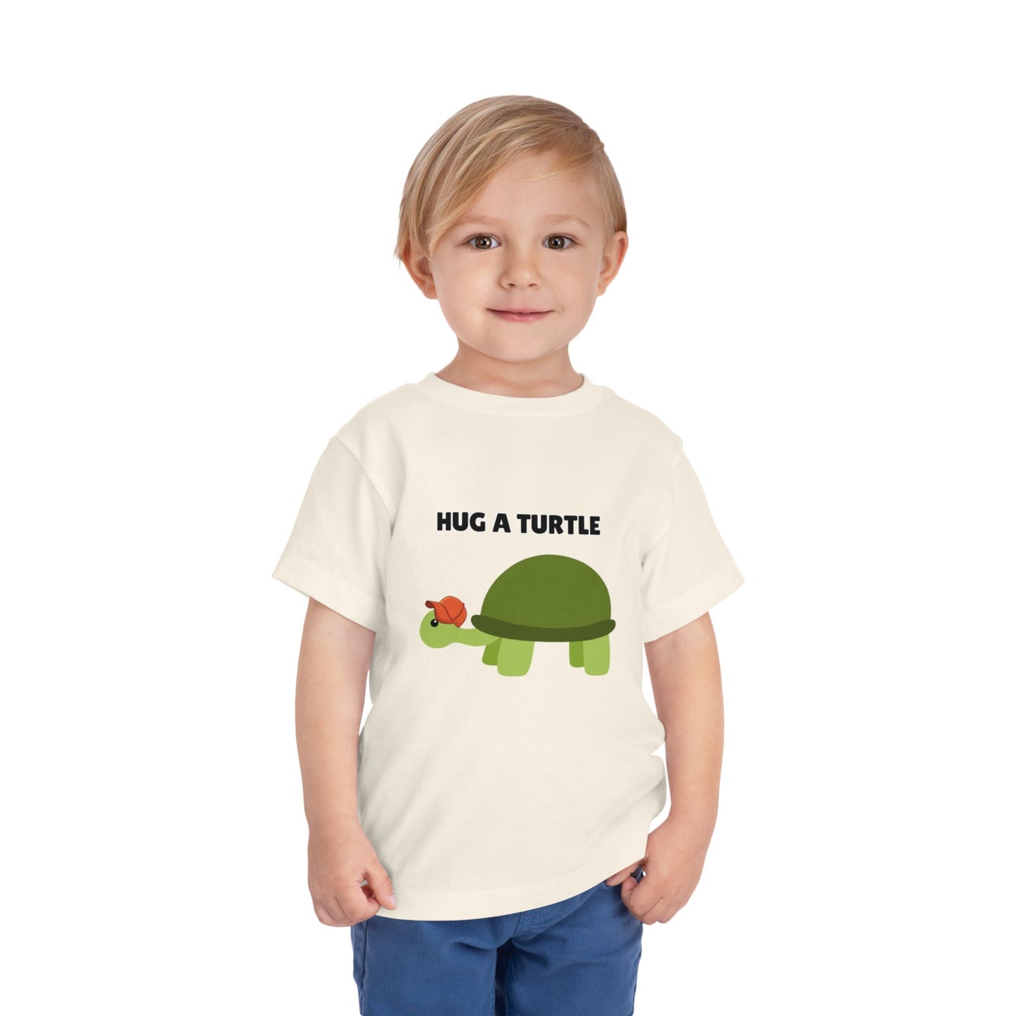 Toddler Sizes: Hug a Turtle Short Sleeve Tee - Hug a Turtle, Cute Kids Shirt, Funny Animal Tee, Eco-Friendly Gift, Summer Outfit